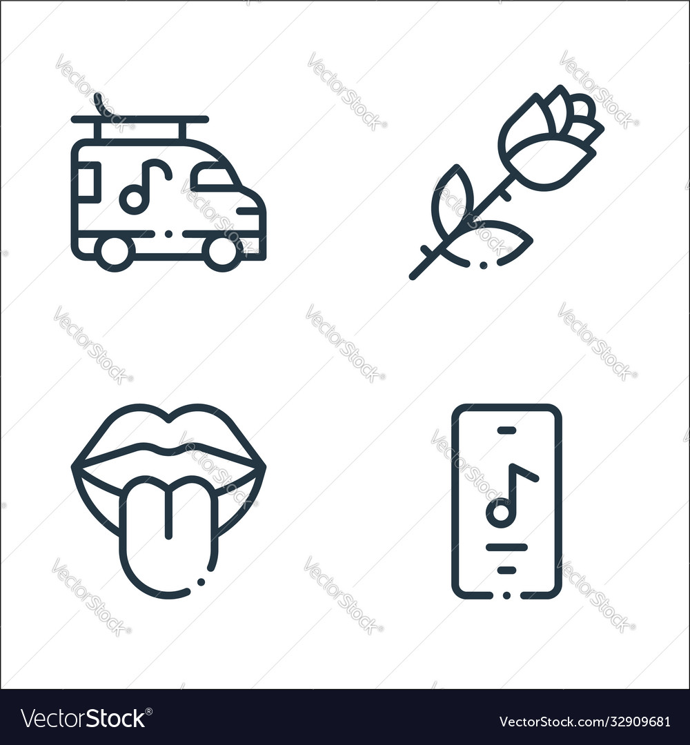 Rock n roll line icons linear set quality vector image Rock n roll line icons linear set quality