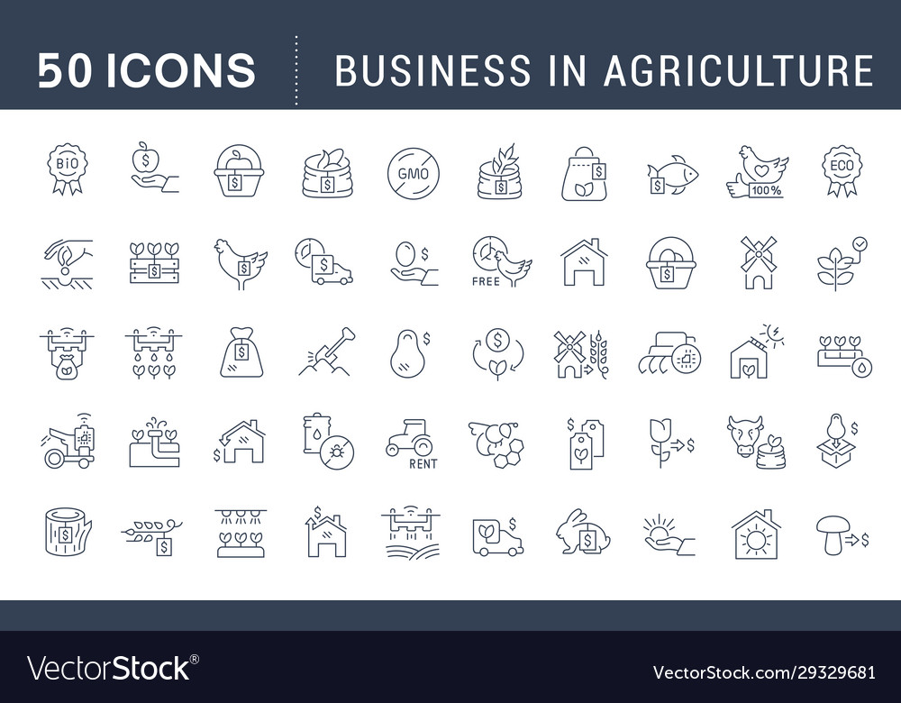 Set line icons business in agriculture vector image Set line icons business in agriculture
