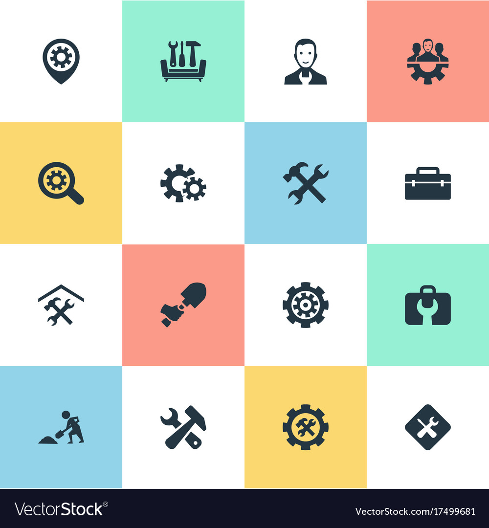 Set of simple fixing icons