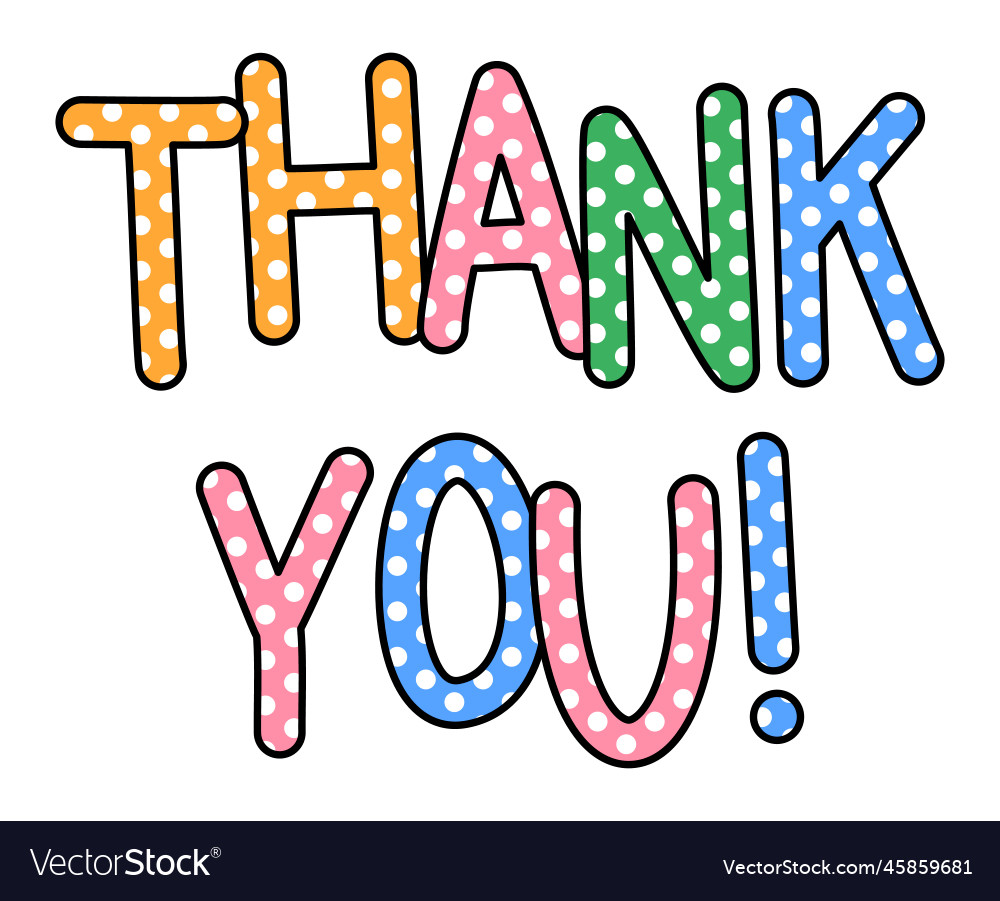 Thank you cute polka dot type Royalty Free Vector Image