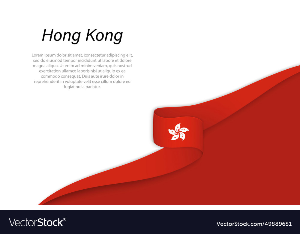 Wave flag of hong kong with copyspace background vector image Wave flag of hong kong with copyspace background