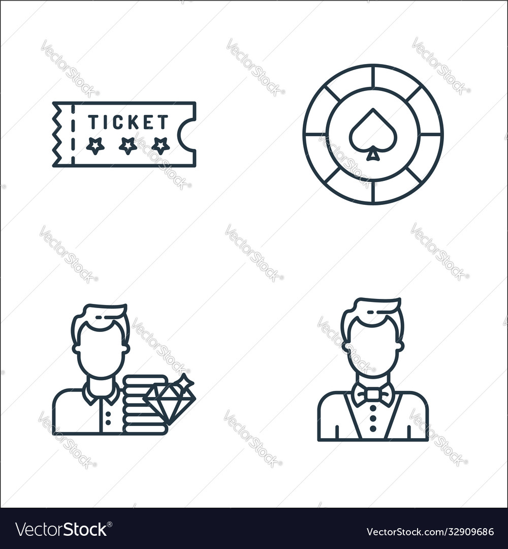 Casino line icons linear set quality