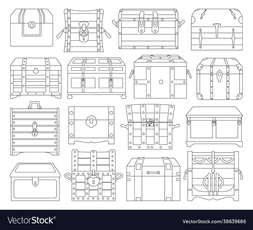 Chest box isolated outline set icon