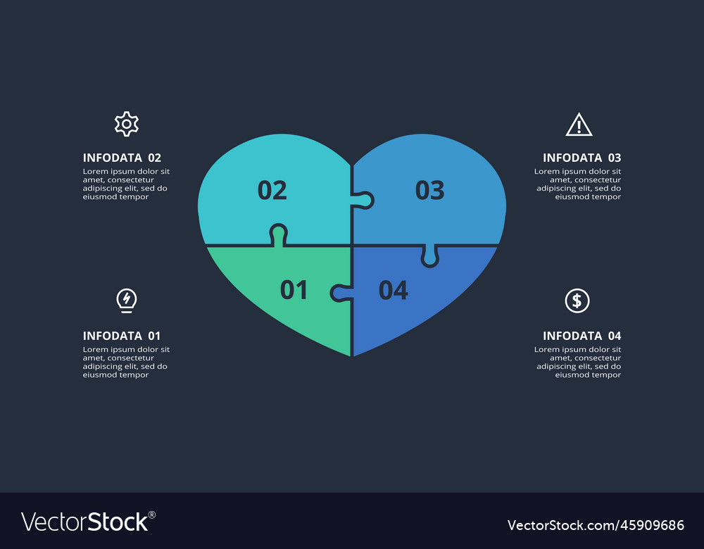 Creative dark infographic with 4 elements Vector Image