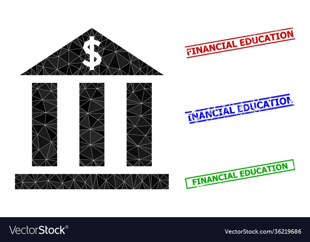 Dollar bank polygonal icon and grunge financial