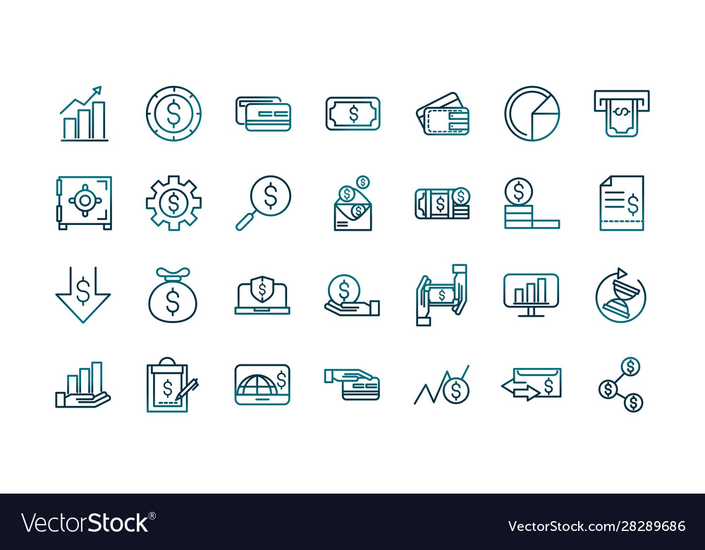 Economy business financial trade money icons set