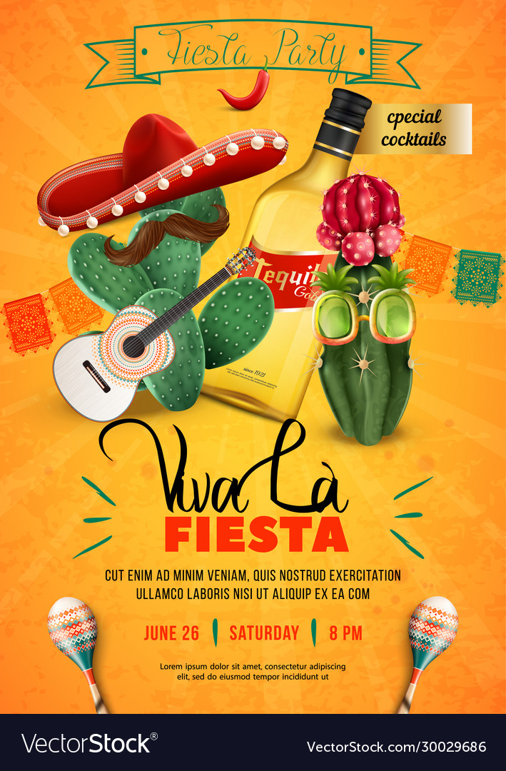 Fiesta party vertical poster Royalty Free Vector Image