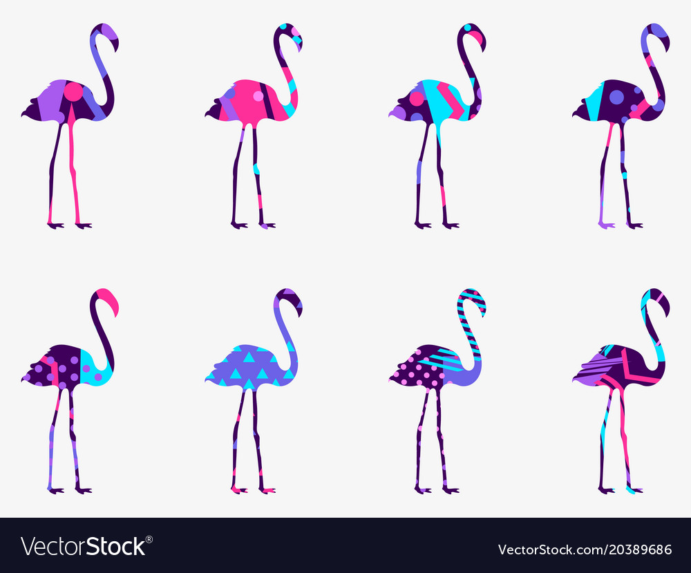 Flamingo with a pattern of geometric shapes