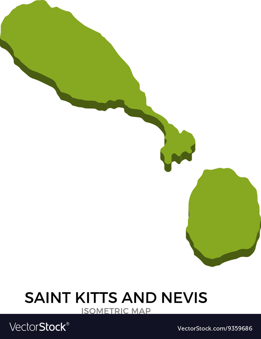 Isometric map of saint kitts and nevis detailed