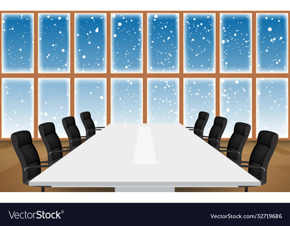 Meeting room with landscape snow background Vector Image