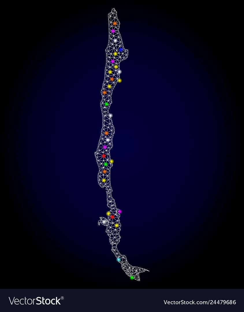 Mesh network map of chile with colorful light Vector Image Mesh network map of chile with colorful light