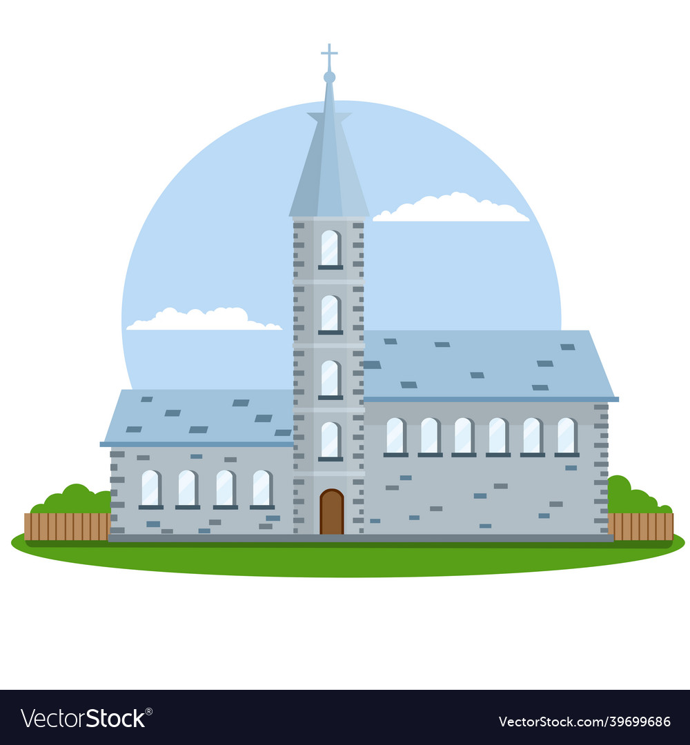 Old town hall building with blue roof Royalty Free Vector