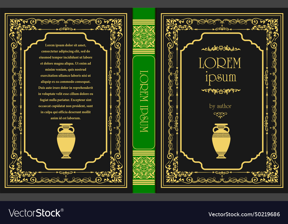 Ornate leather book cover and old retro ornament Vector Image