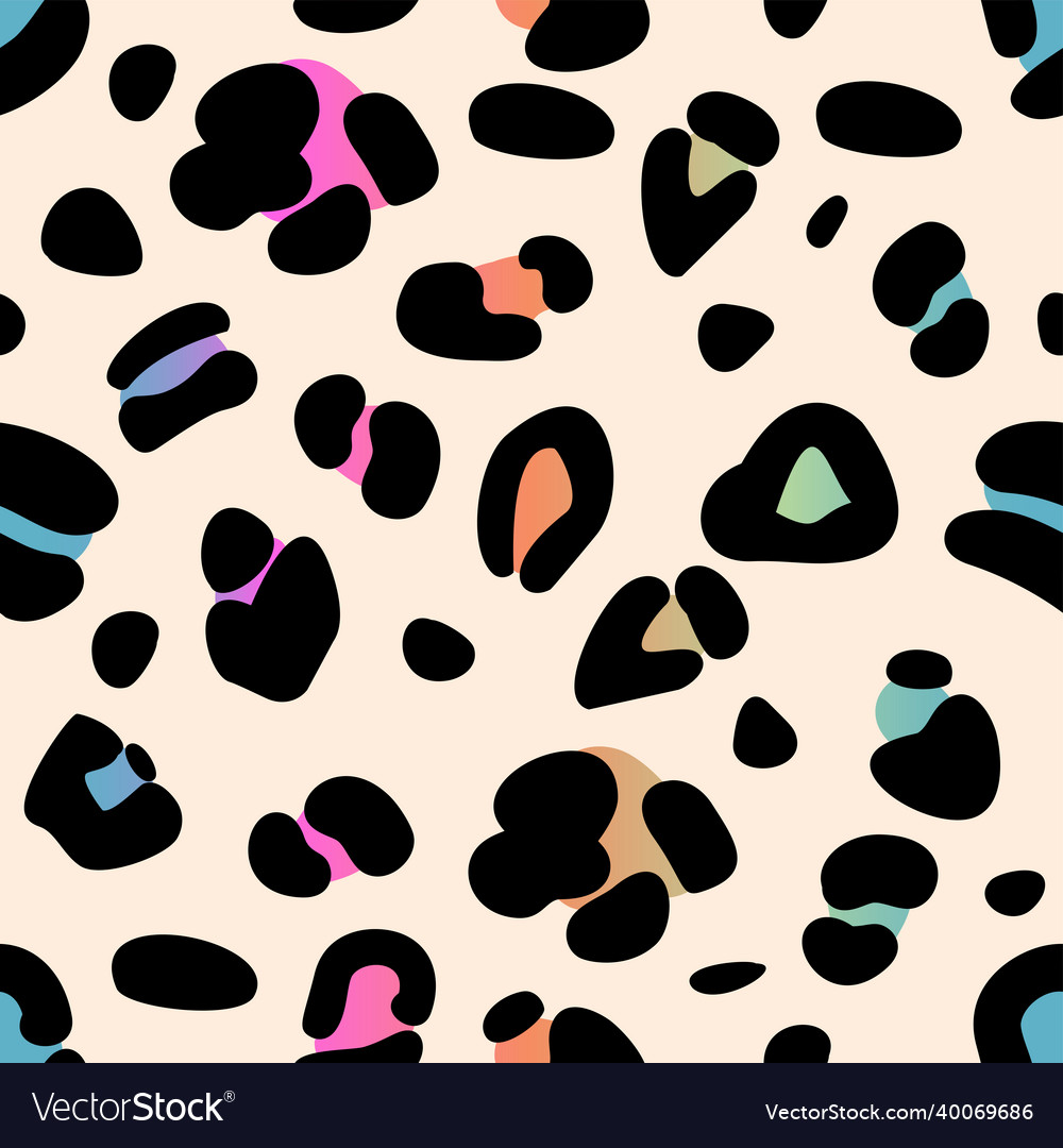 Rainbow leopard seamless pattern template vector image Rainbow leopard seamless pattern template