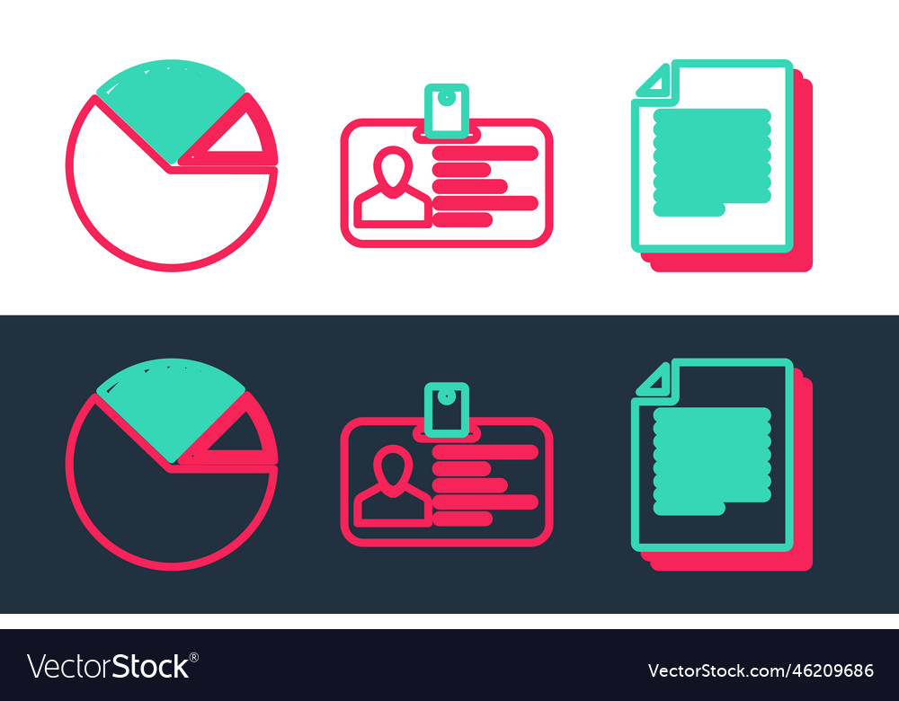 Set line document pie chart infographic vector image Set line document pie chart infographic