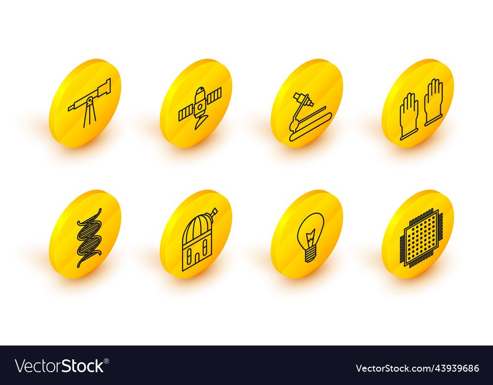 Set line processor light bulb with concept Vector Image Set line processor light bulb with concept