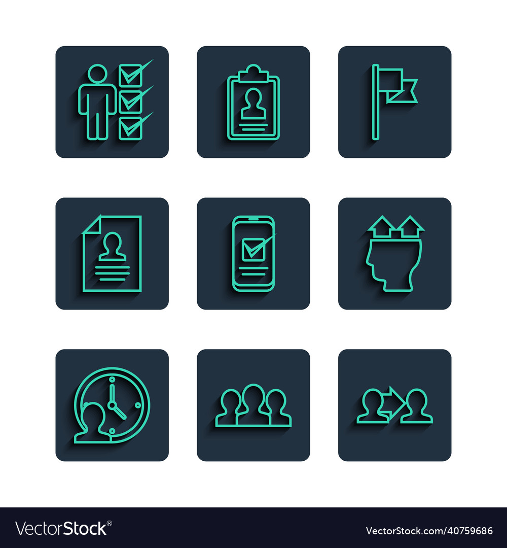 Set line time management users group project vector image Set line time management users group project