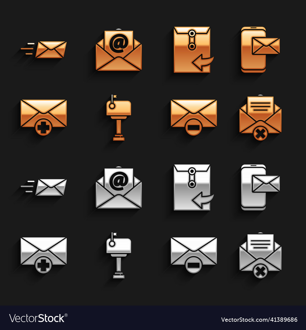 Set mail box mobile and envelope delete vector image Set mail box mobile and envelope delete