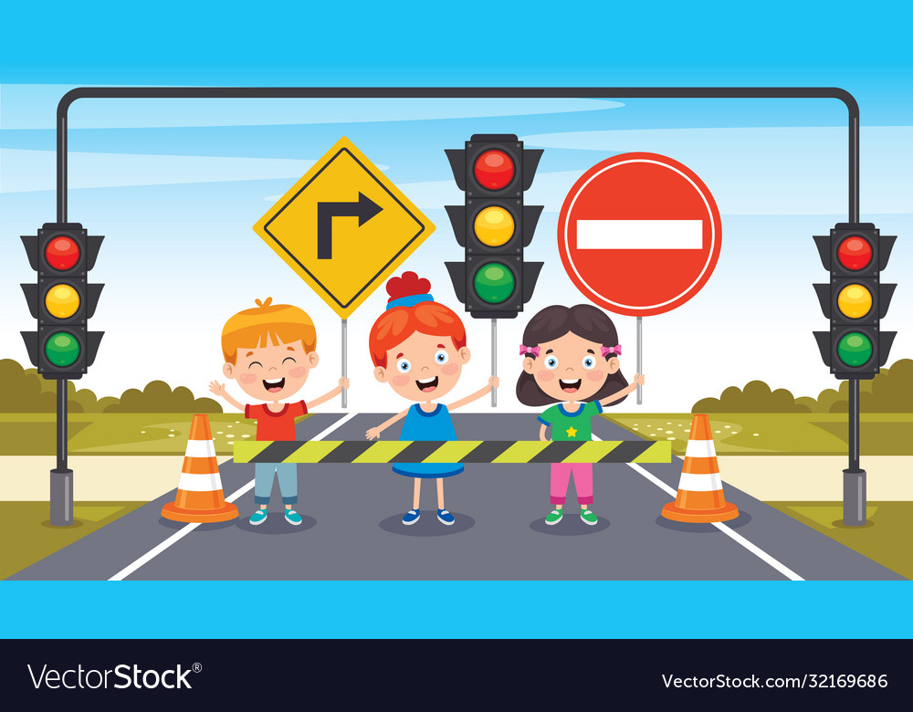 Colorful traffic auto signs Royalty Free Vector Image