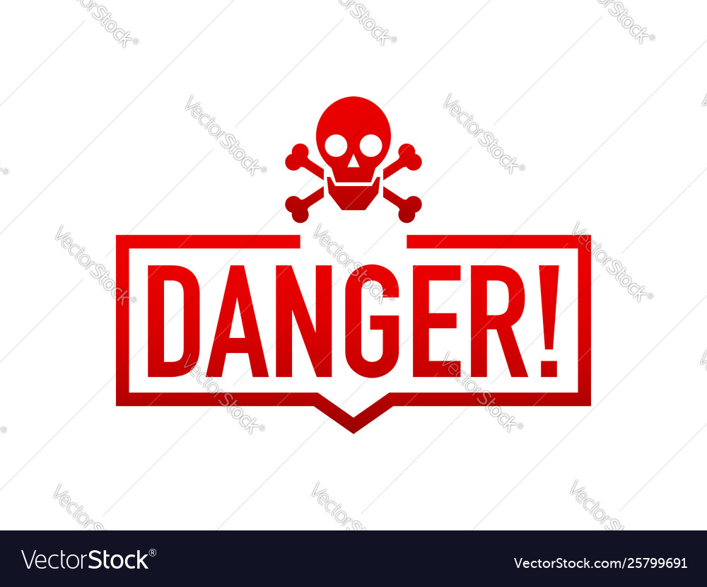 Attention icons danger skull face black and red