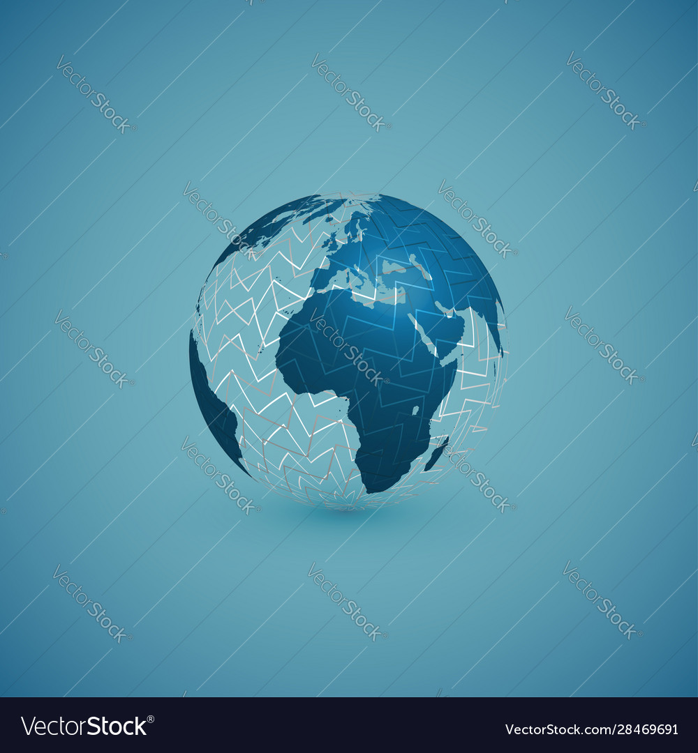 Blue globe map with pattern sphere