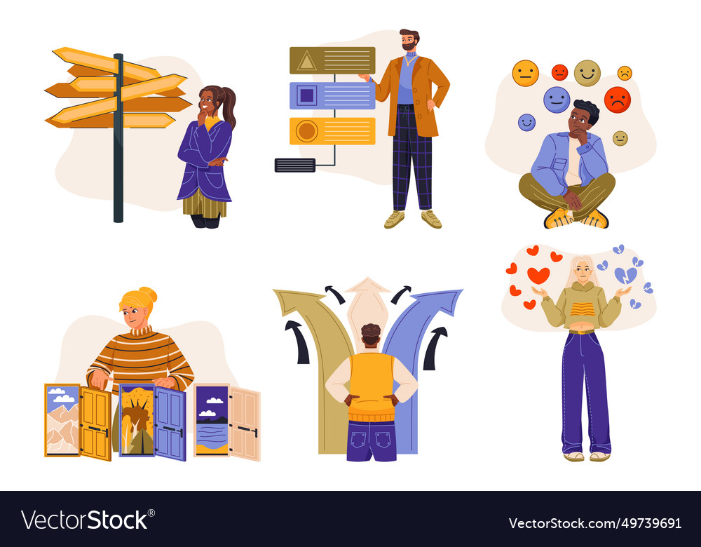 Choosing from multiple solutions concept vector image Choosing from multiple solutions concept