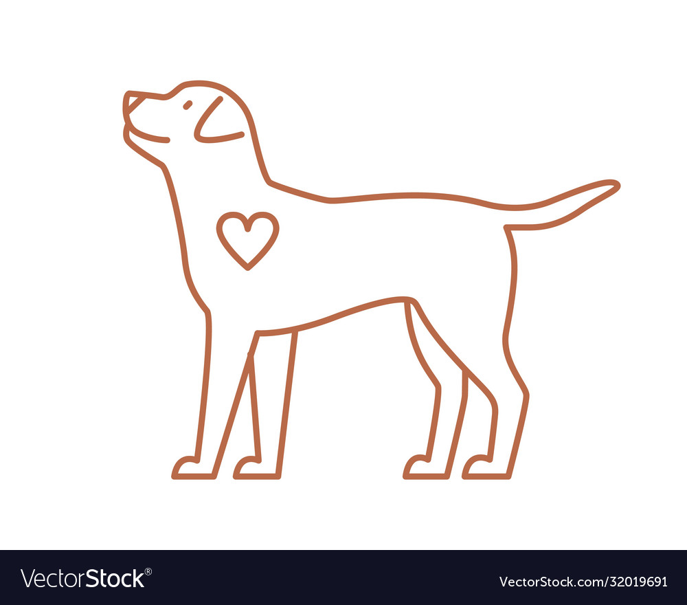 Cute dog with heart flat Royalty Free Vector Image