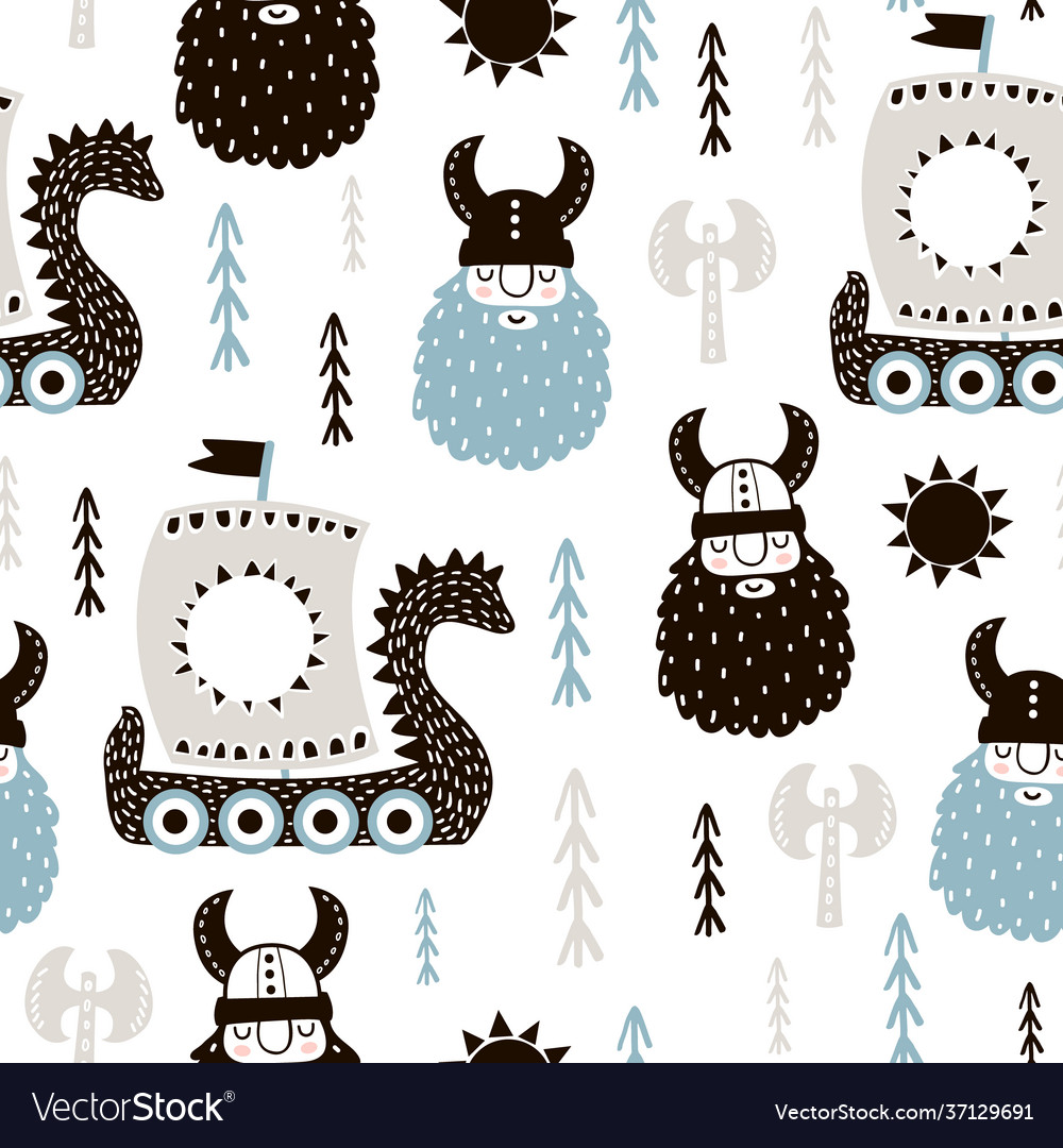 Cute Viking Kids Pattern