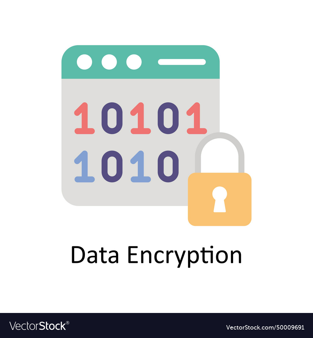 Data encryption flat icon style