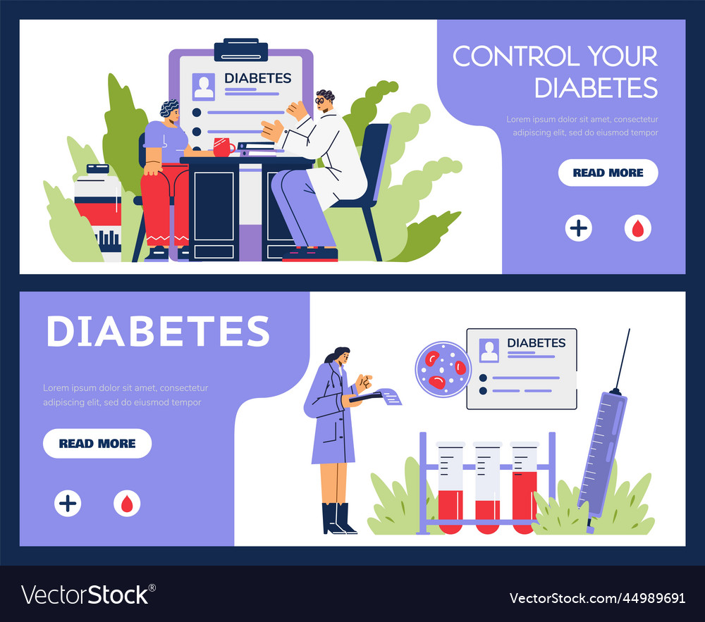 Diabetes medical control banners or horizontal Vector Image