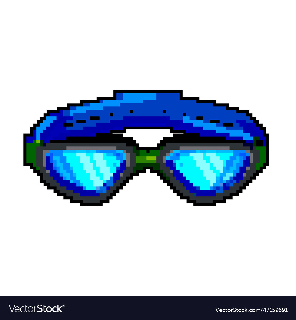 Diving pool goggles game pixel art Royalty Free Vector Image