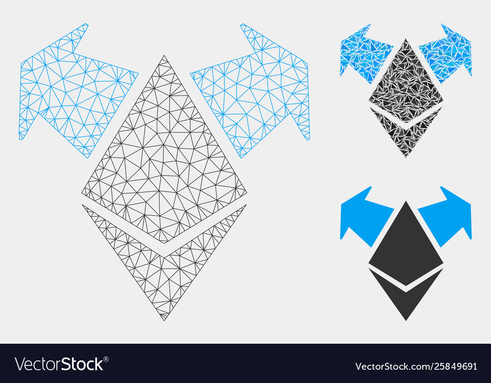 Ethereum spend arrows mesh wire frame model