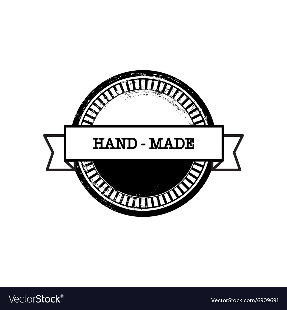 Hand-drawn retro hand-made badge Royalty Free Vector Image