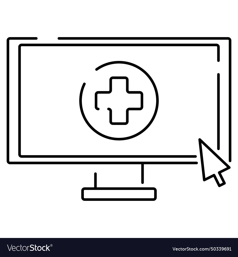 Isolated line icon of computer monitor vector image Isolated line icon of computer monitor