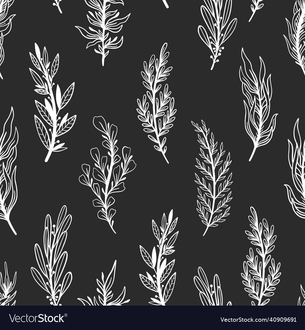 Seamless pattern rustic branch hand draw style