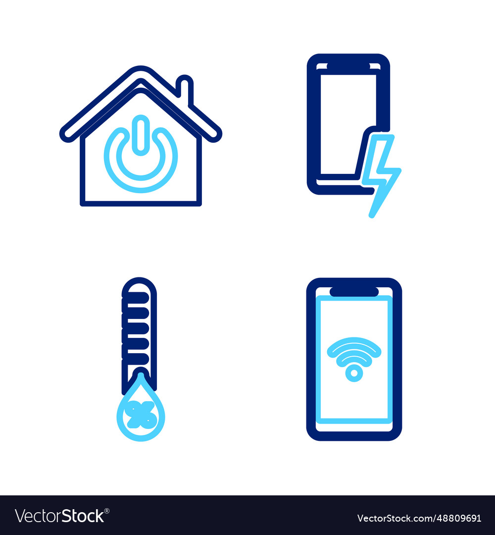 Set line mobile with heart rate humidity vector image Set line mobile with heart rate humidity