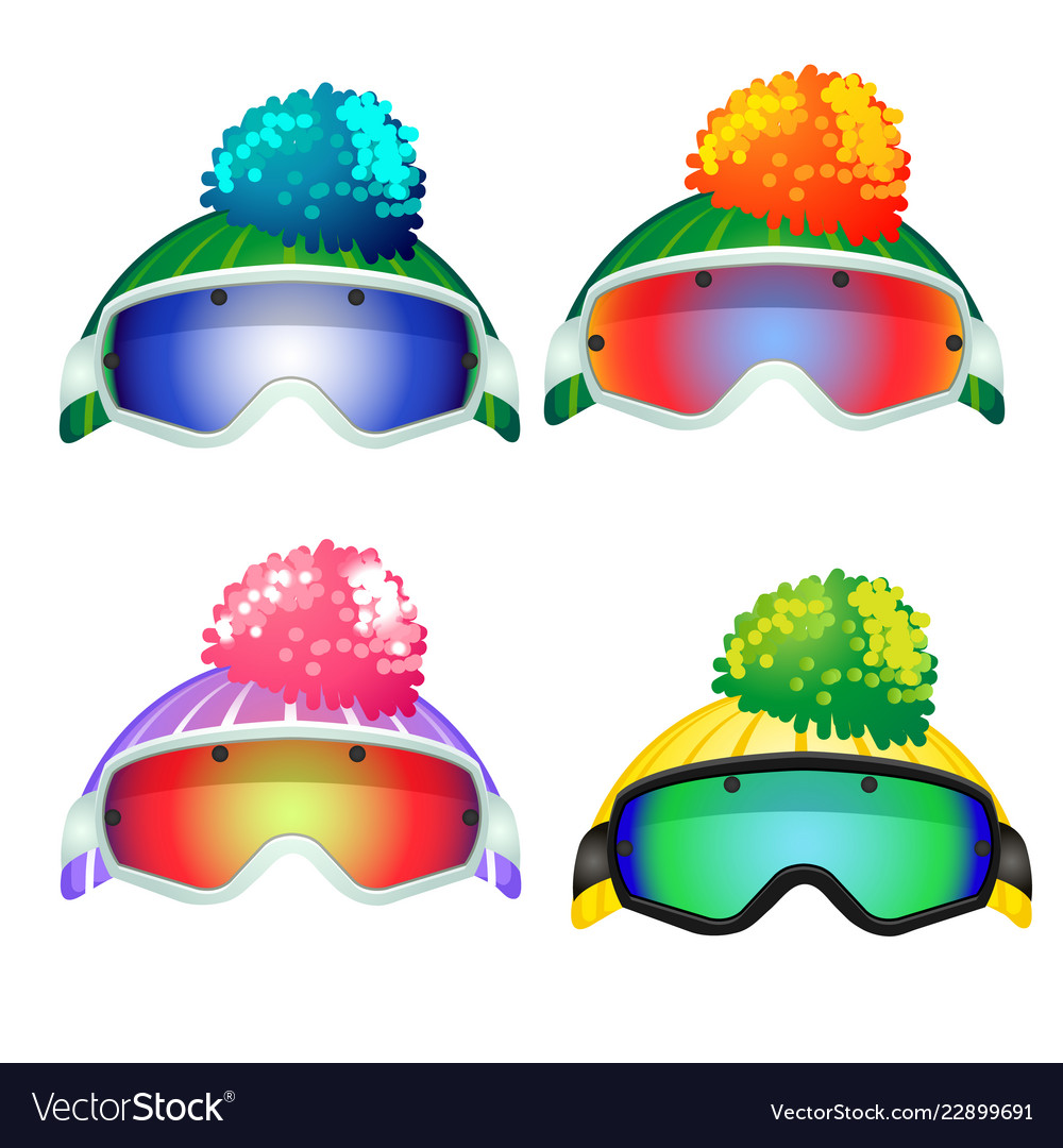 Set of colored goggles of the skier Royalty Free Vector