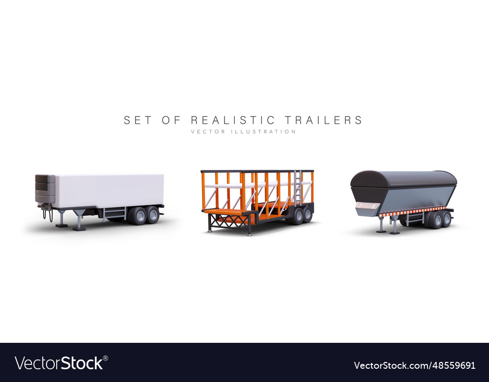 Set of realistic trailers with open and closed Vector Image Set of realistic trailers with open and closed