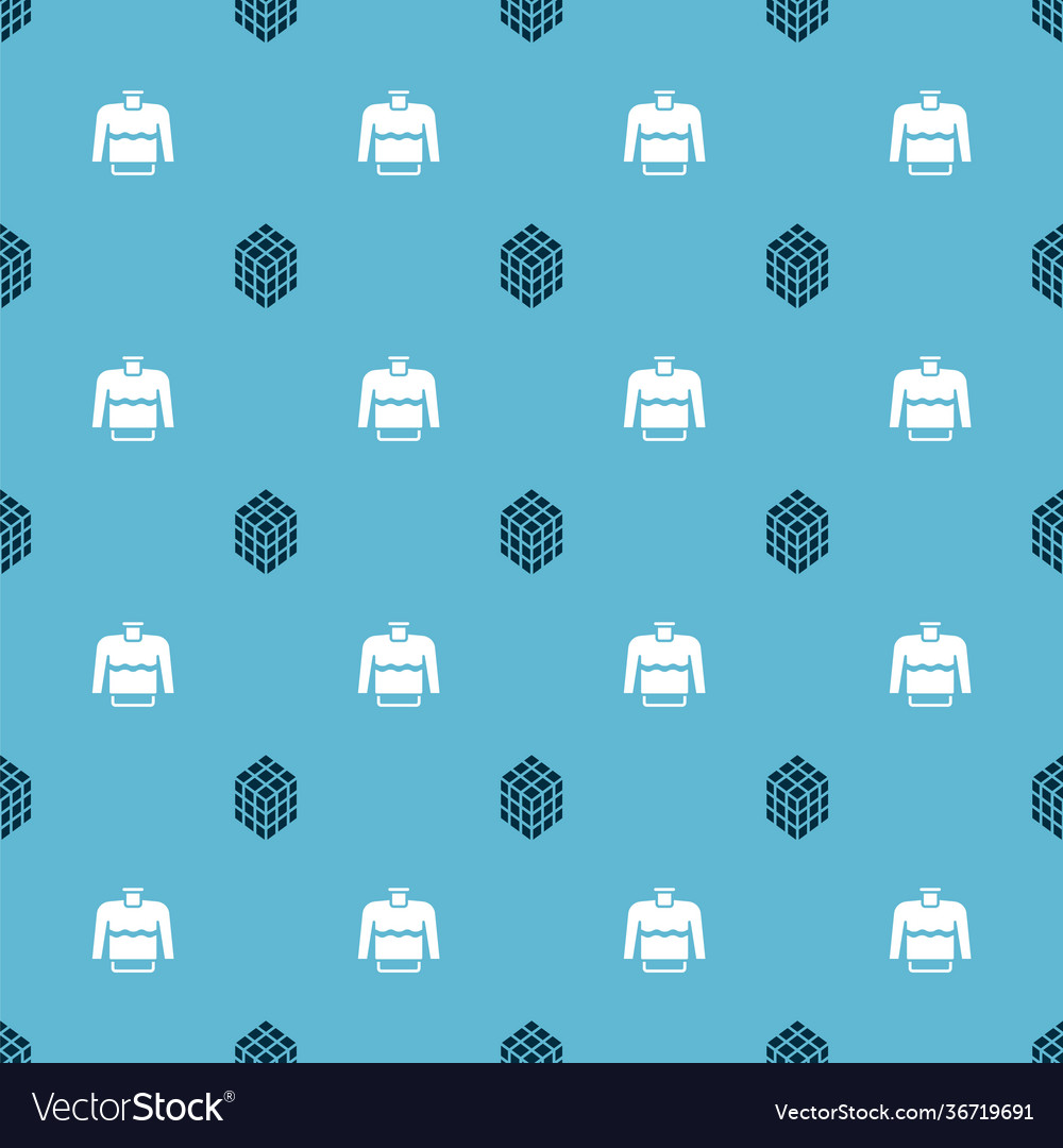 Set rubik cube and sweater on seamless pattern