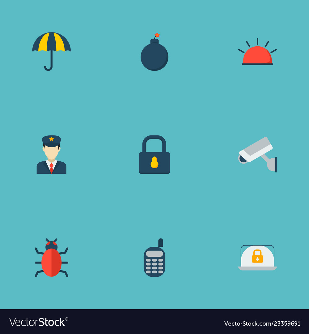 Set security icons flat style symbols