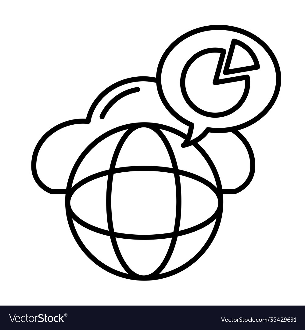 Sphere browser with speech bubble and statistics Vector Image Sphere browser with speech bubble and statistics