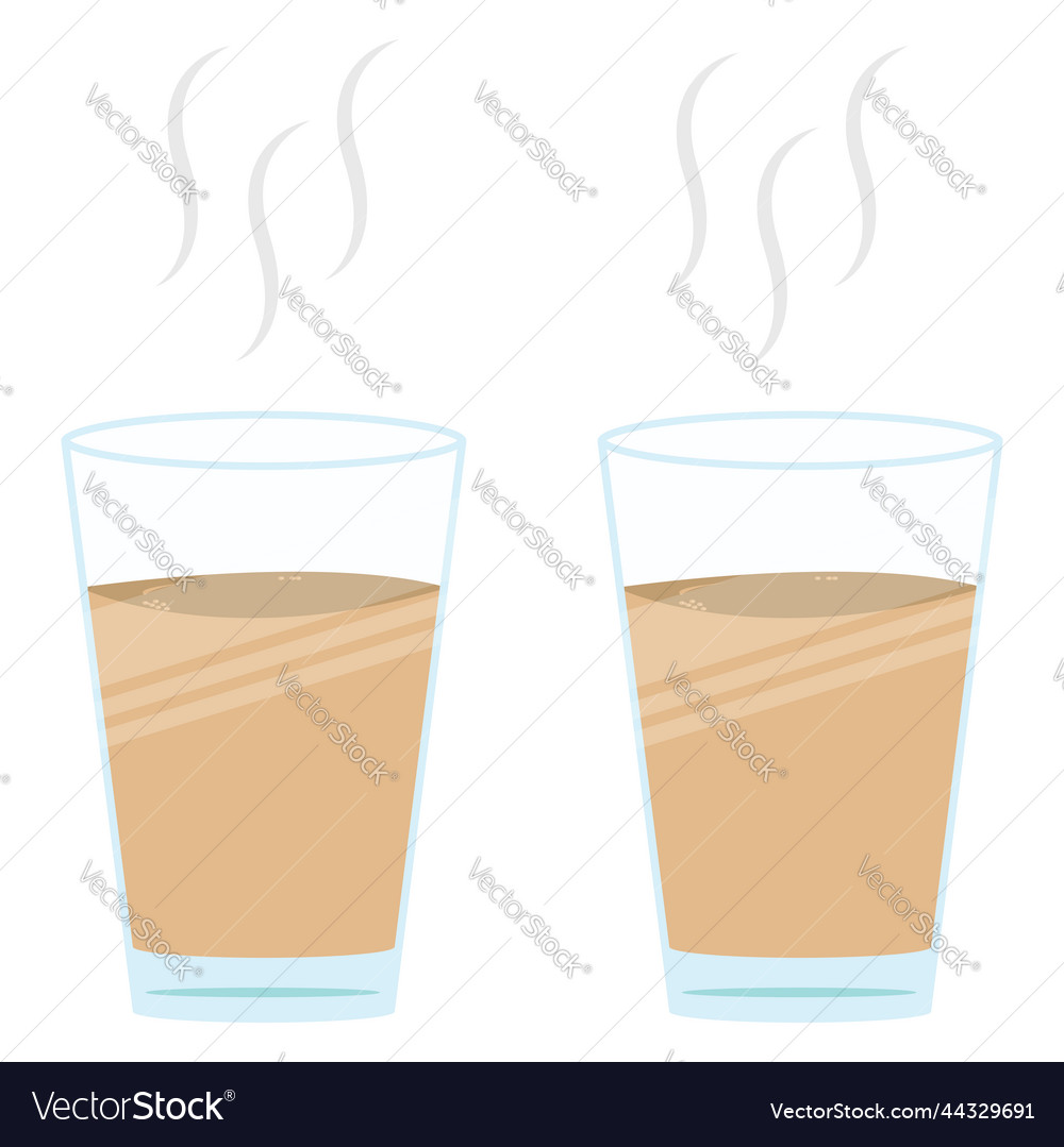 Two glasses of hot tea on a white background