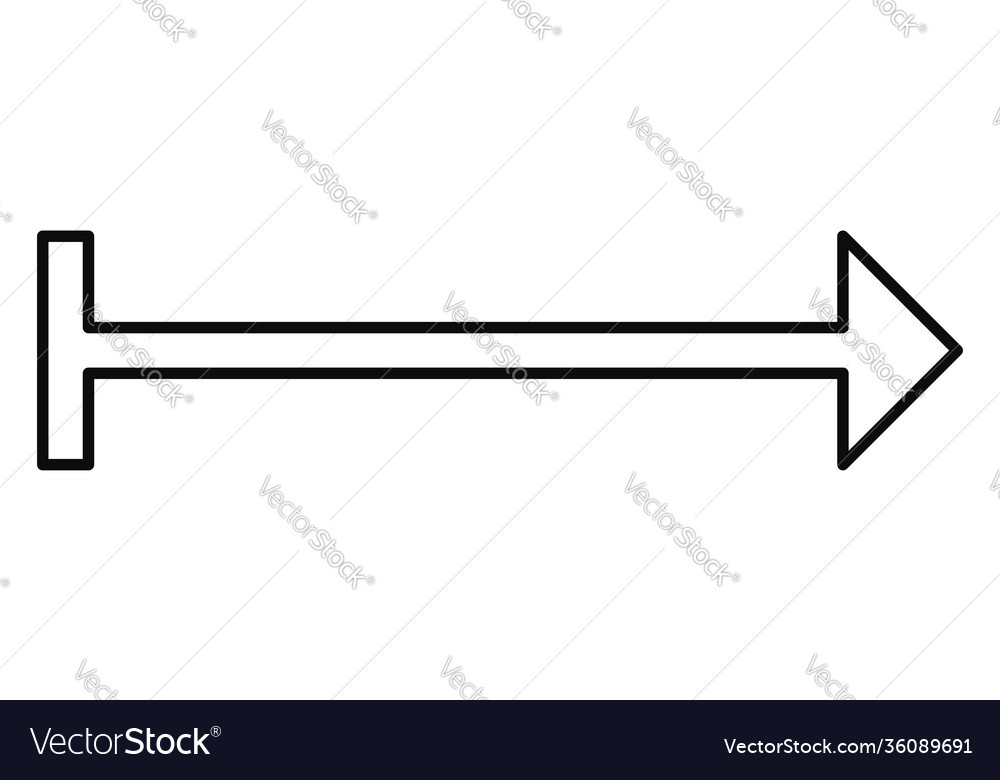 White arrow outlined with black color on