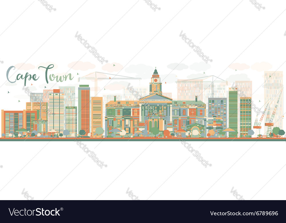 Abstract Cape Town Skyline With Color Buildings