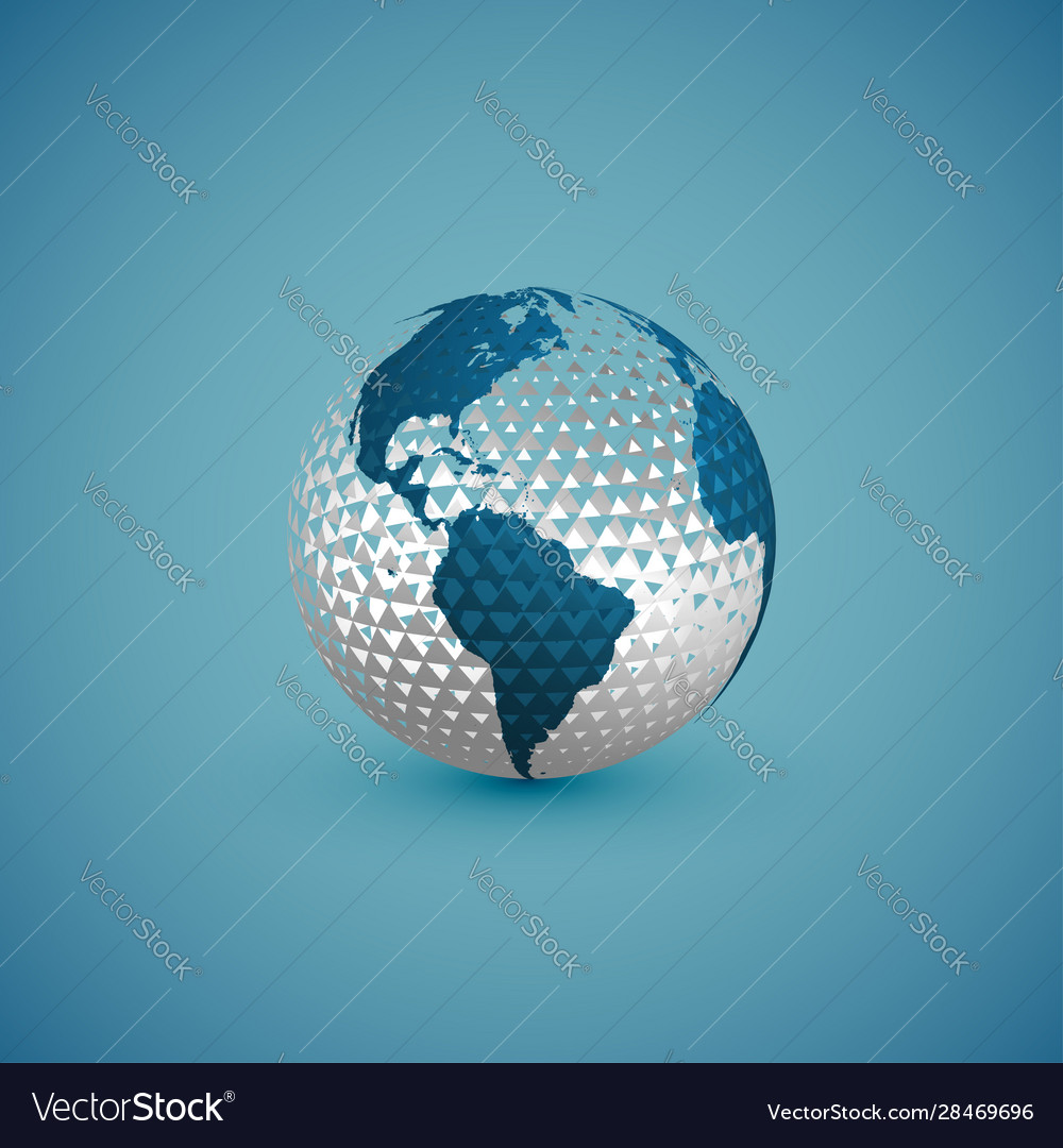 Blue globe map with pattern sphere vector image Blue globe map with pattern sphere