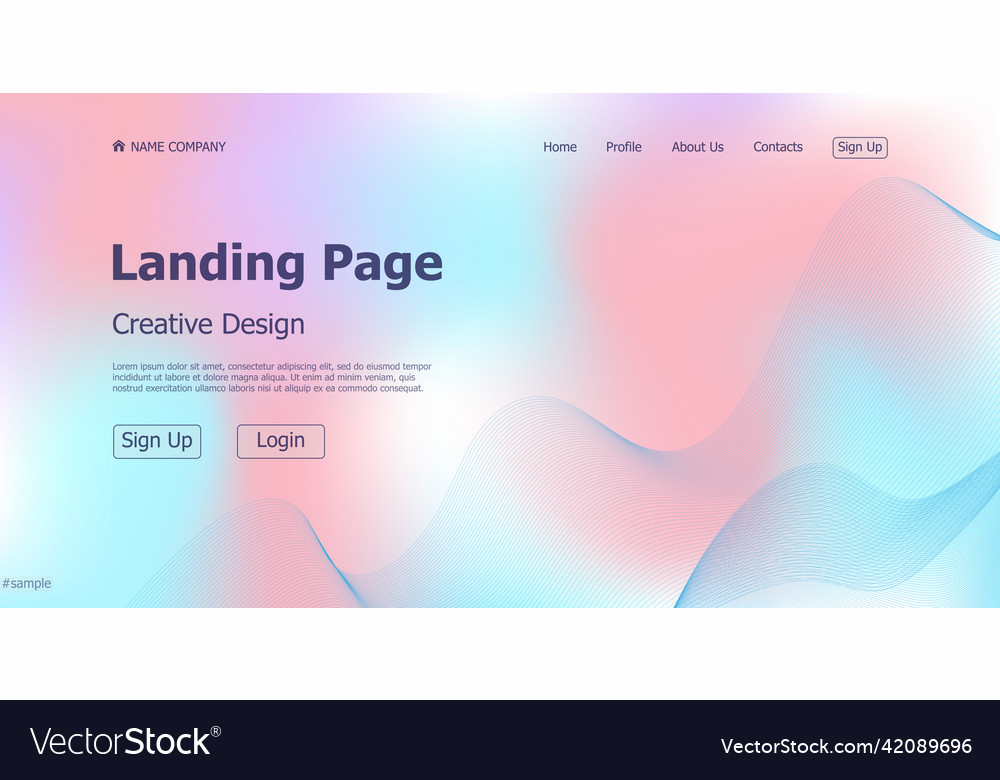 Gradient light web template landing page digital vector image Gradient light web template landing page digital