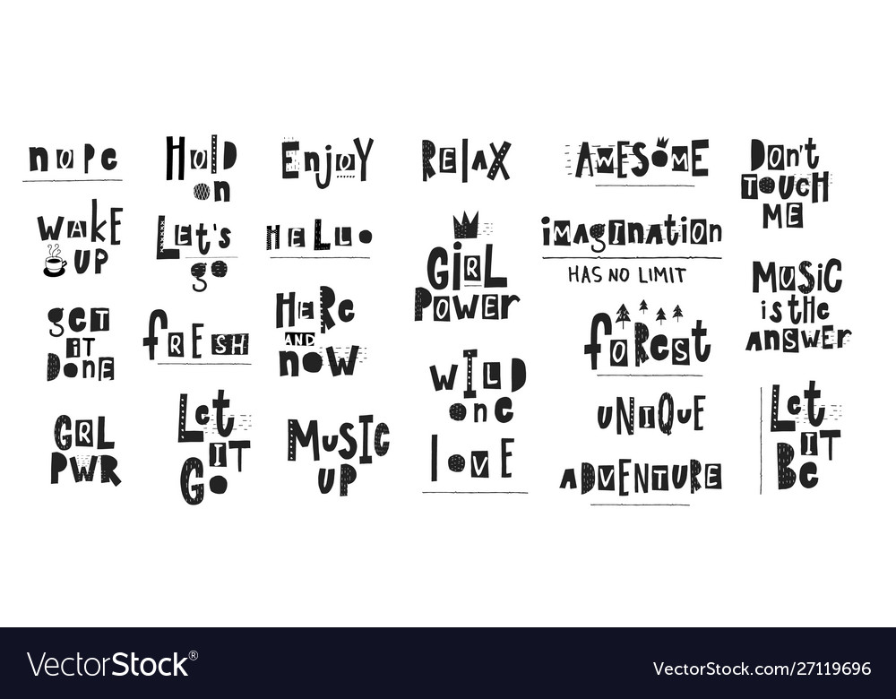 Lettering Photography Overlay Cut Out Letters Set Vector Image