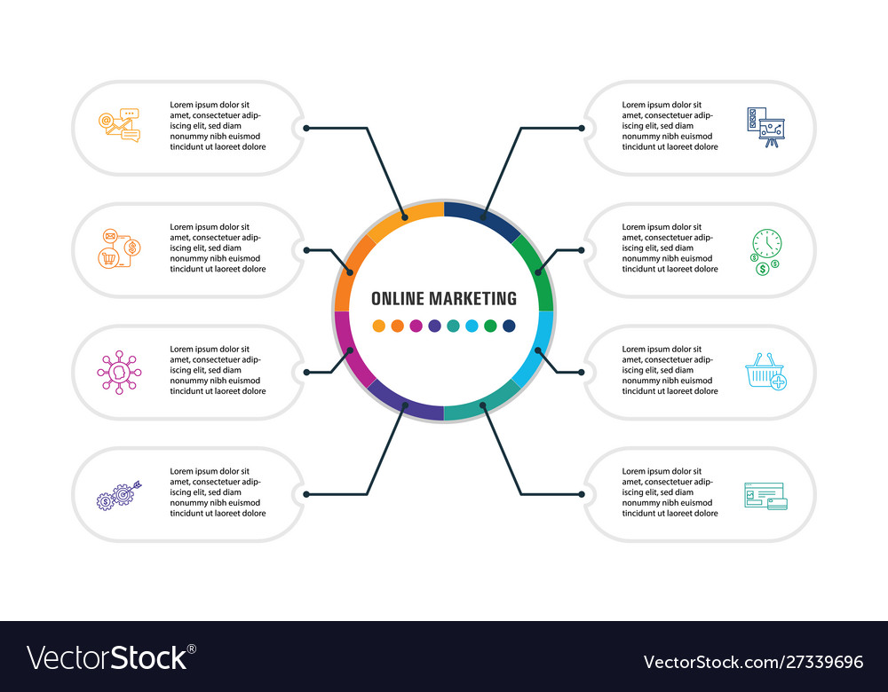 Online Education Line Infographics Design Vector Image