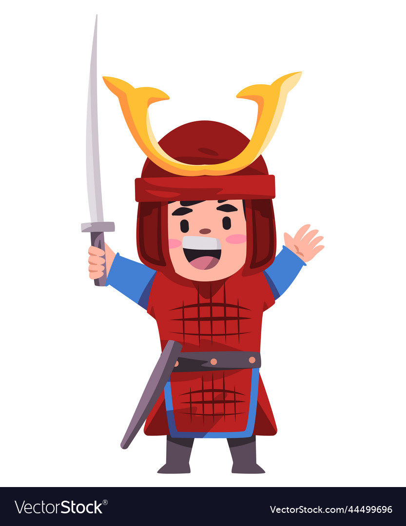 Samurai japanese warior with read armor helmet Vector Image Samurai japanese warior with read armor helmet Vector Image