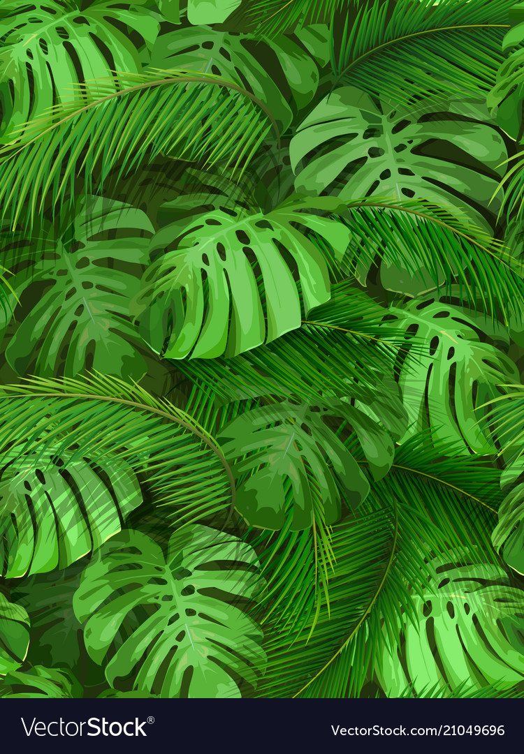 Seamless Background Of Tropical Leaves Royalty Free Vector